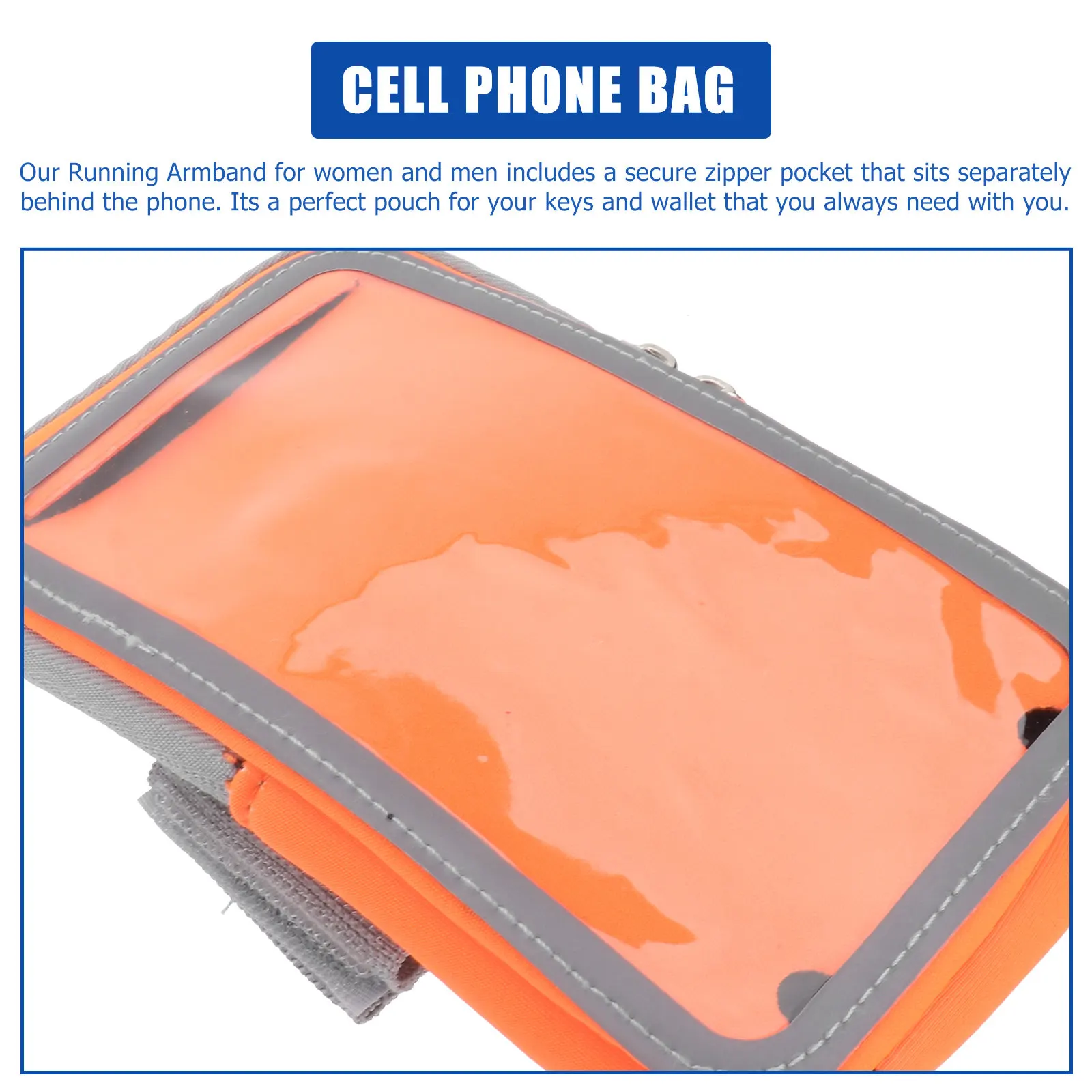 Sports Arm Bag Waterproof Lightweight Dacron Adjustable Running Pouch Outdoor Storage for Phone Keys Money Earphone Orange for 6