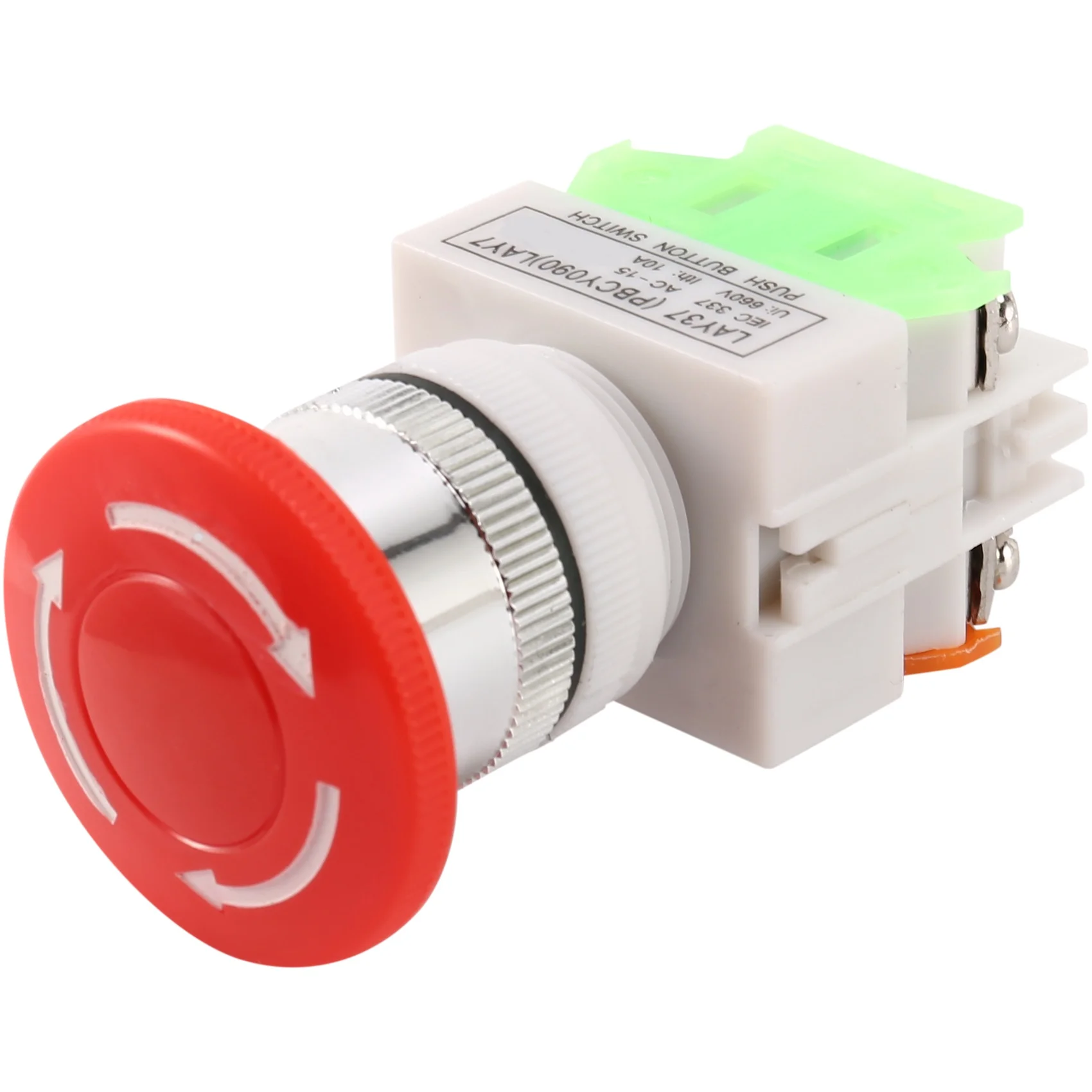 A77K Red Mushroom Cap 1NO 1NC DPST Emergency Stop Push Button Switch AC 660V 10A