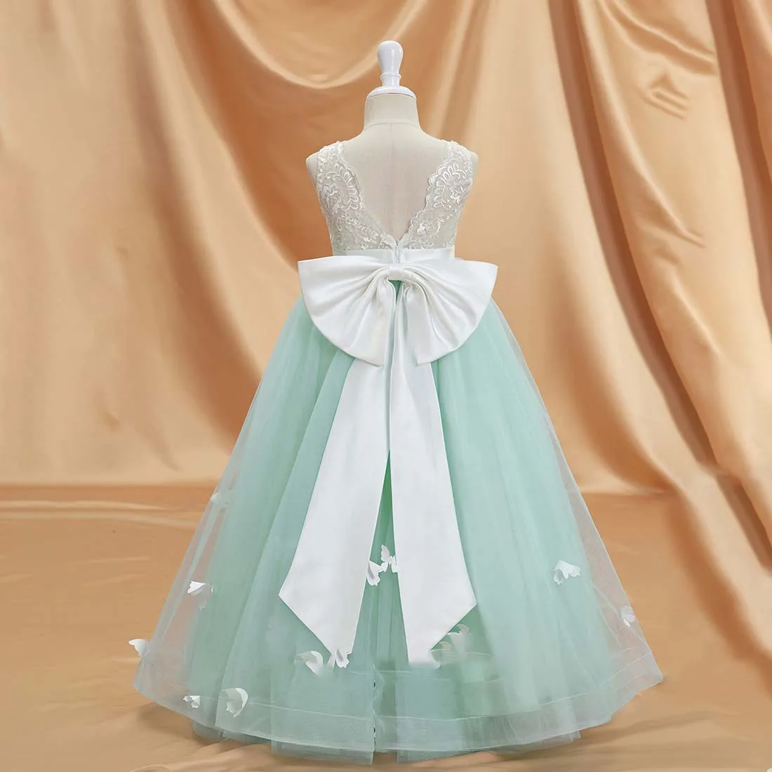 YZYmanualroom-Robe de demoiselle d'honneur en tulle, coupe trapèze, longueur au sol, 2-15T