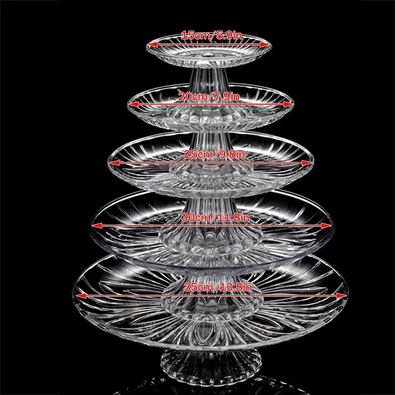 Elegant Plastic Fruit Bowl Clear Ribbed Pedestal Bowl For Fruits Salads Desserts And Snacks Decorative For Dining Table Kitchen