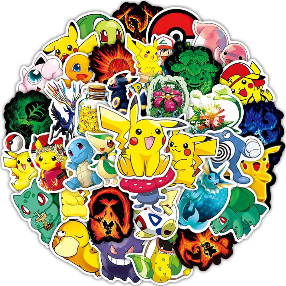 10/30/50pcs Japan Classic Anime Pokemon Graffiti Stickers Pikachu Decals Decorative Notebook Guitar Laptop Cute Kids Toy Sticker