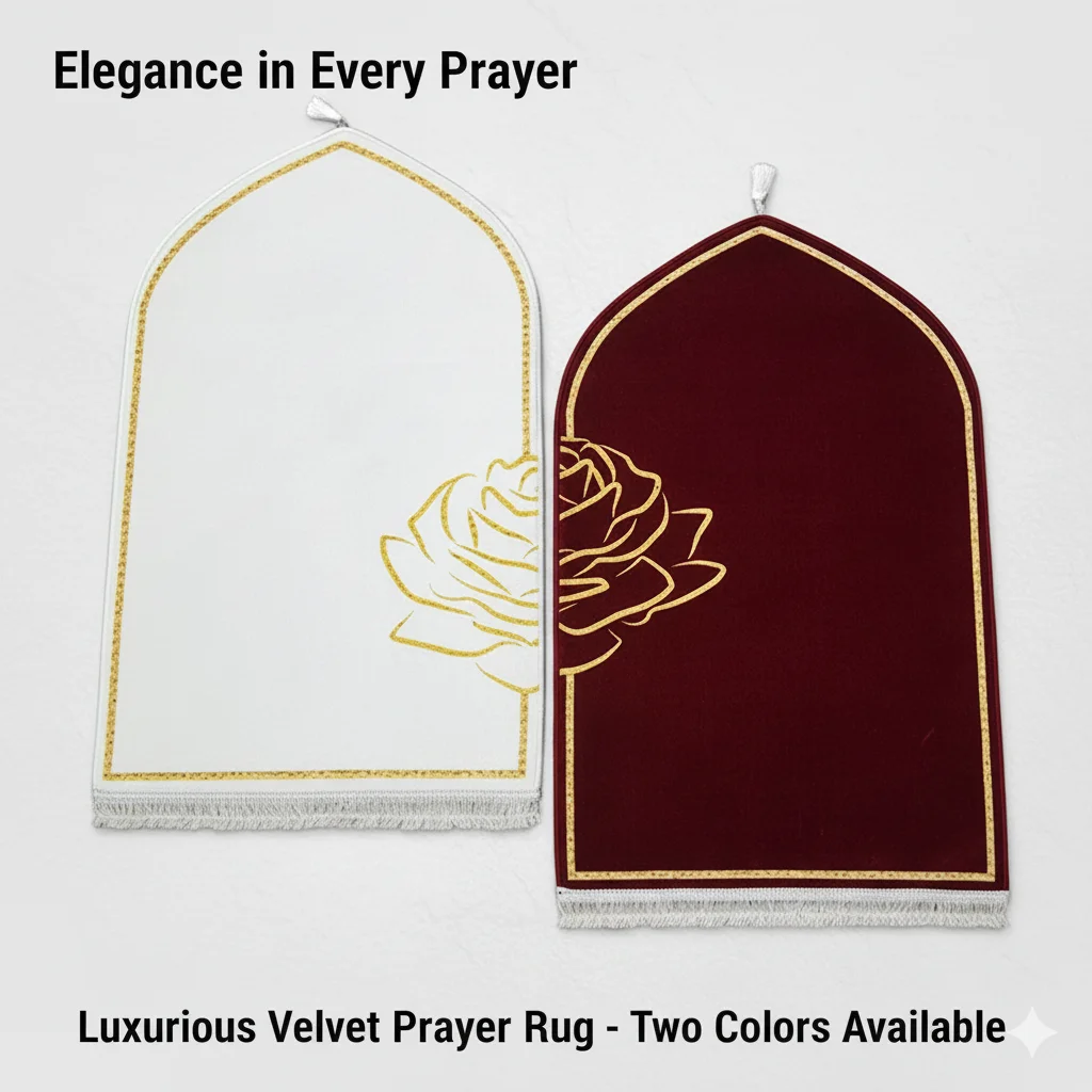 Prayer Mat Couple Set Flannel Thick Floor Carpet Anti Slip Soft Worship Rug Two Piece Simple Solid Color Home Daily Prayer Use