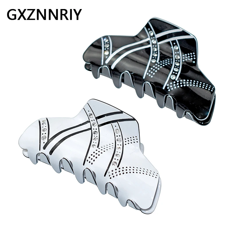 

9cm Fashion Acrylic Hair Claw Clips for Women Hair Accessories Rhinestone Black White Crab Hairpin Hairclips Party Headwear Gift