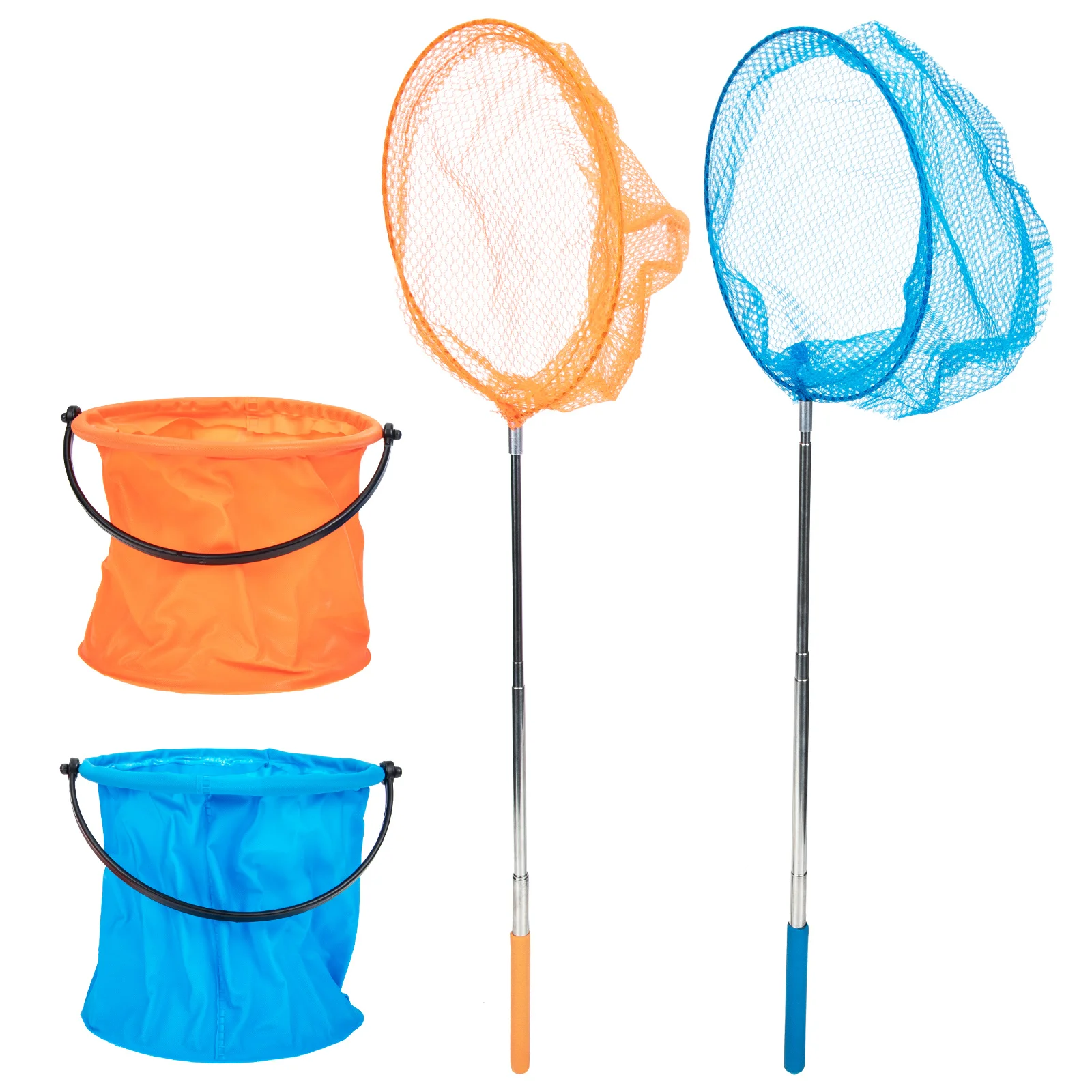 2 Sets Telescopic Fishing Net Butterflies Catching Nets Bug with Buckets Insect Fishnets