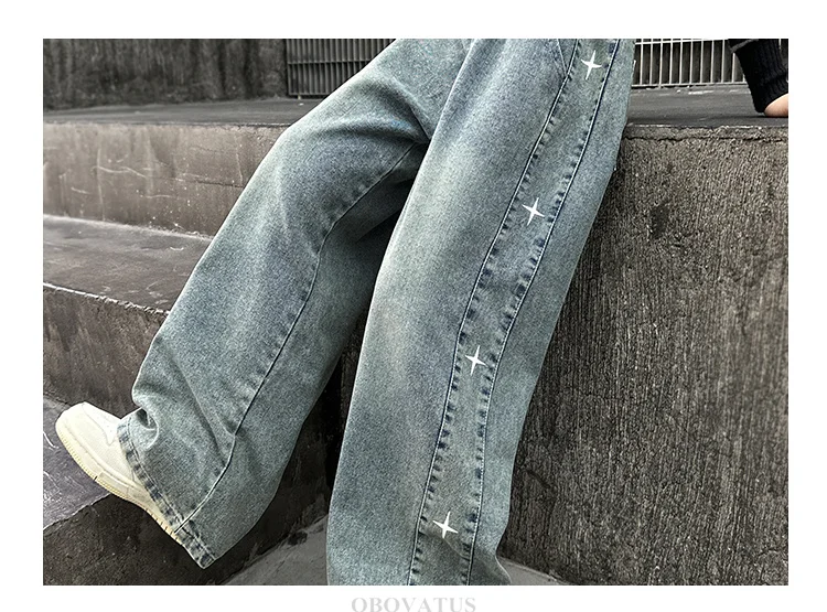 American Girls Retro-Jeans mit Sternen, Kinder Trendige Grafik-Design Gerade Denim-Hose, Kinder Street Hip-Hop Jeans Hose – Detail 10