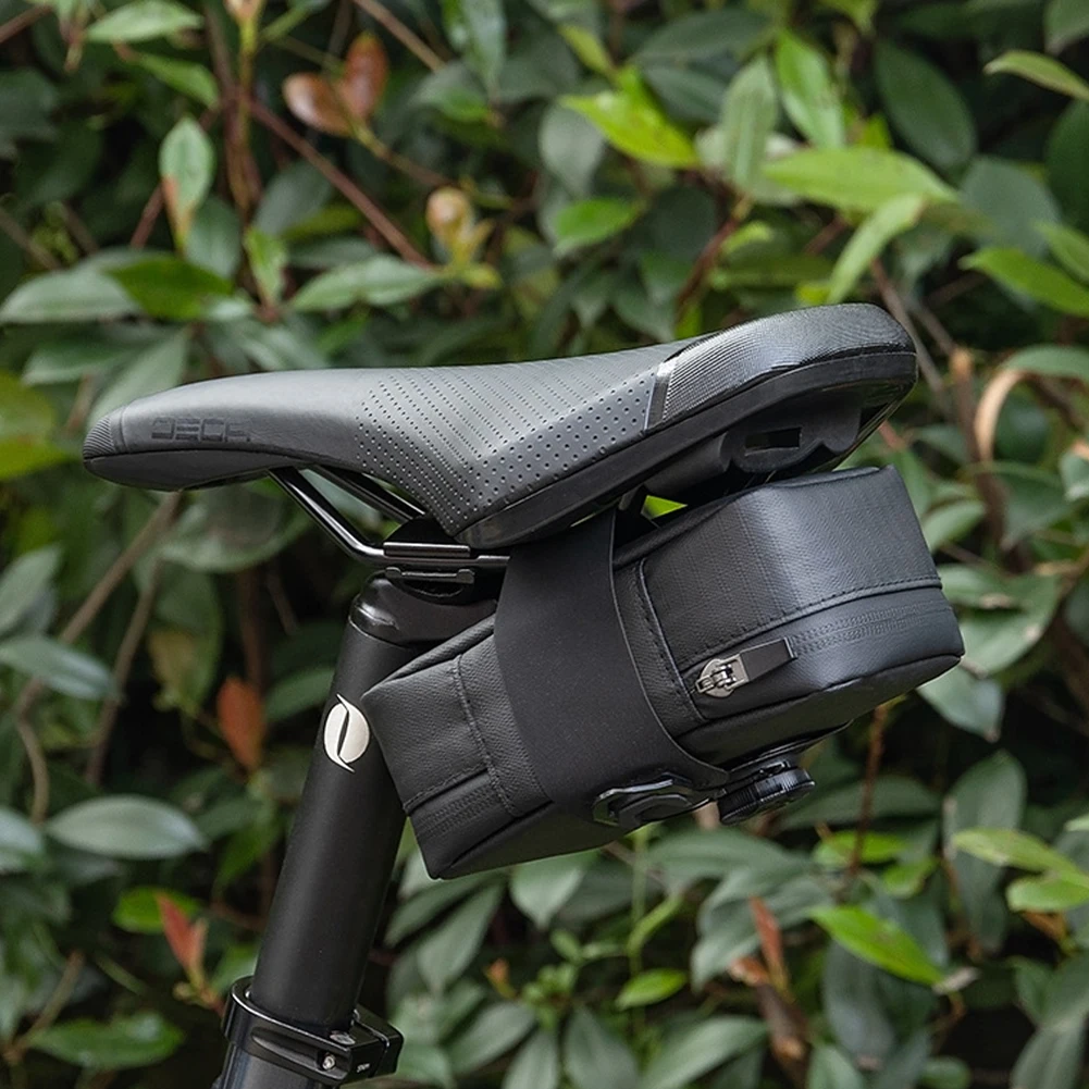 PU Bike Seat Bag Bike Saddle Bag Large Capacity Strap-On Bike Pouch Waterproof Multi-compartments Cycling Accessories