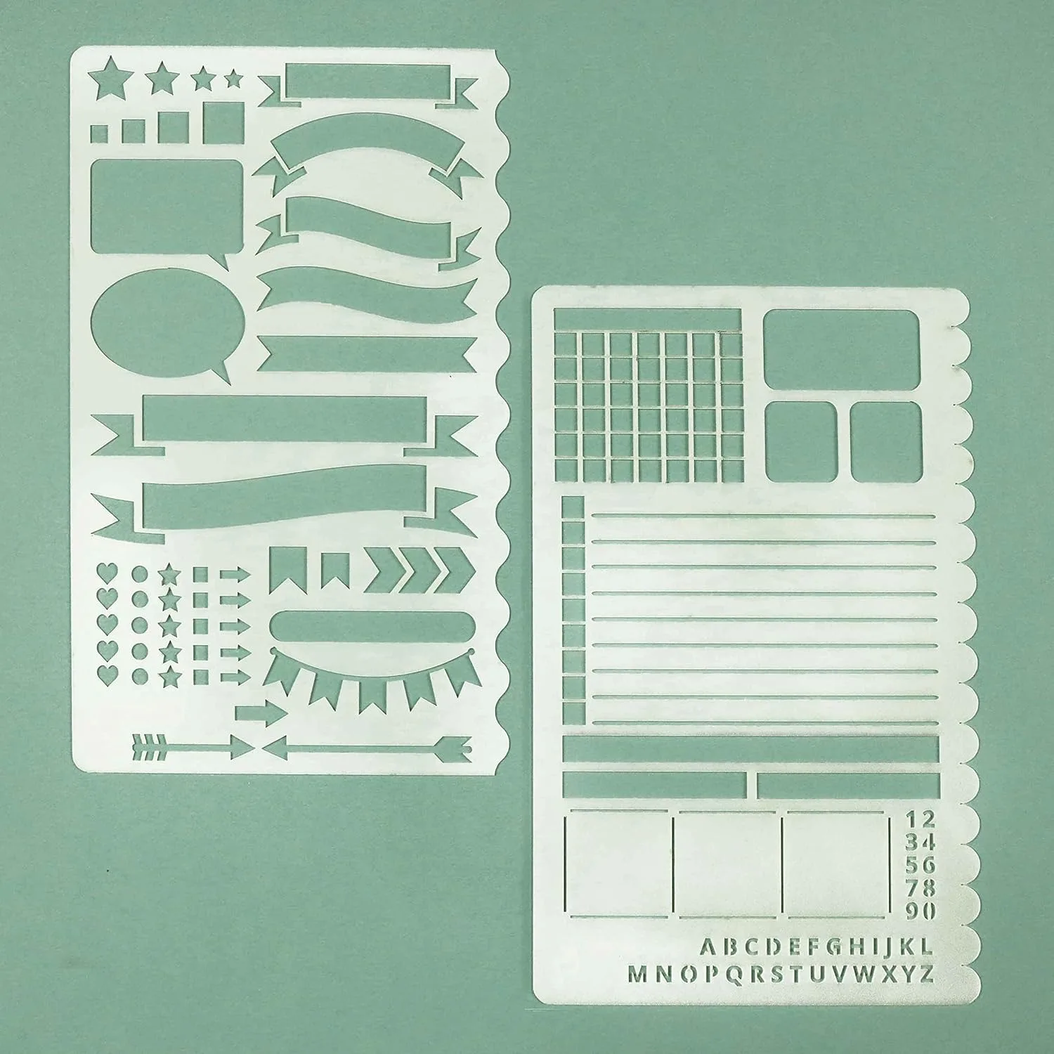 2PCS 4x7 Inch Journal Stencils Reusable PET Planner Templates for A5 Notebook Habit Tracker Scrapbooking Layout