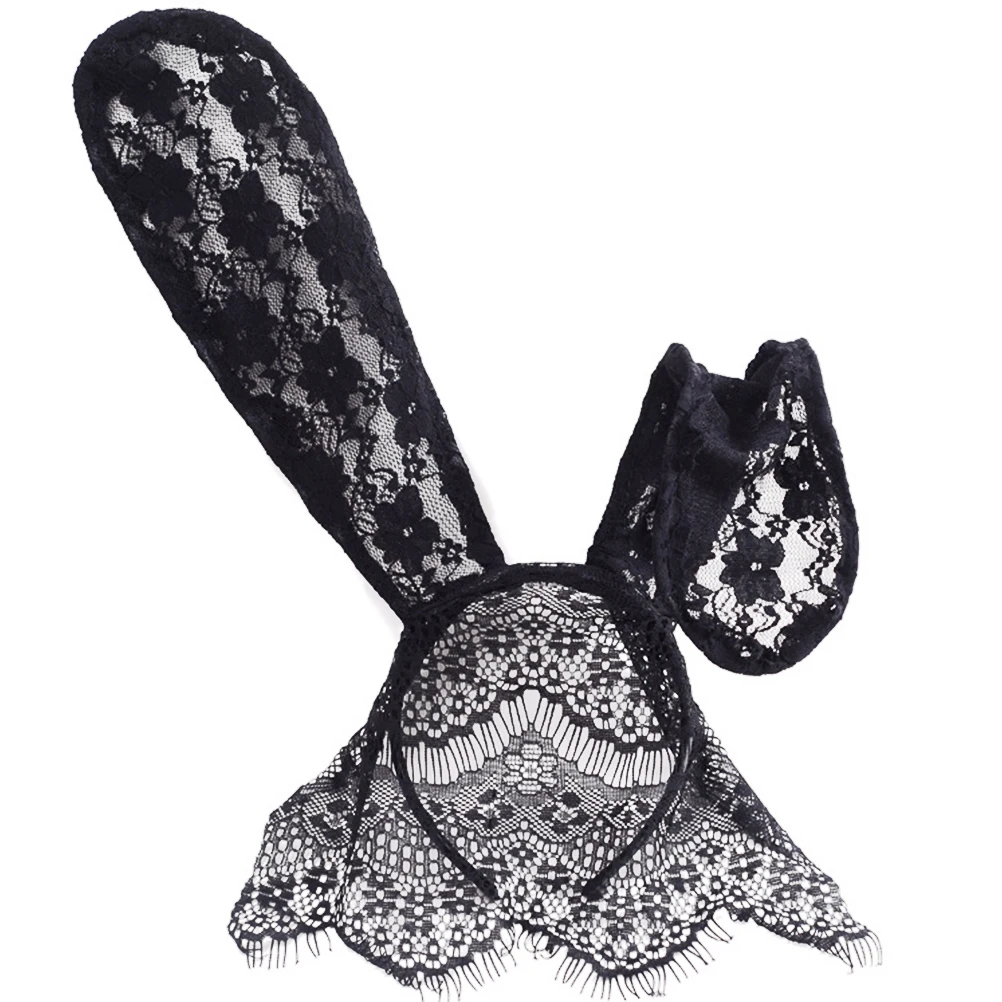 

2 Pcs Bunny Ear Headband Sexy Mysterious Party Veil Lace European Mask