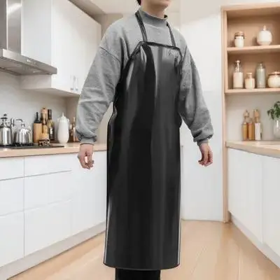 

Waterproof Heavy Duty Pvc Apron Black 110X80Cm Industrial Kitchen Oil Grease Protection Sleeveless Halter Neck For Carpentry