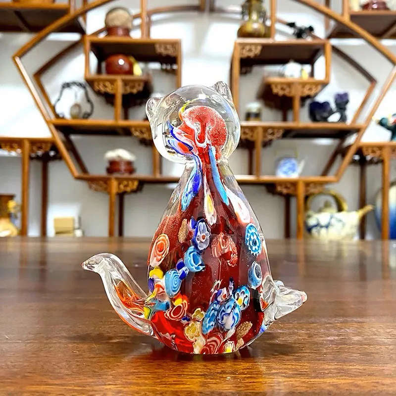 Modern Artificial Crystal Cute Cat Ornaments Home Living Room Decoration Accessories Interior Office