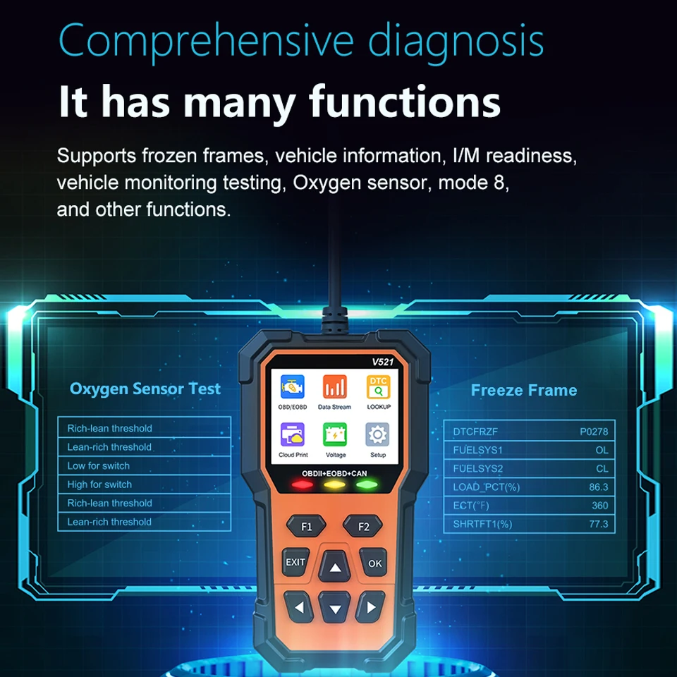 Multi V521/V309 Multilingual Car Full OBD2 Diagnostic Tools Automotive Professional Code Reader OBD2 Scanner Auto Accessories