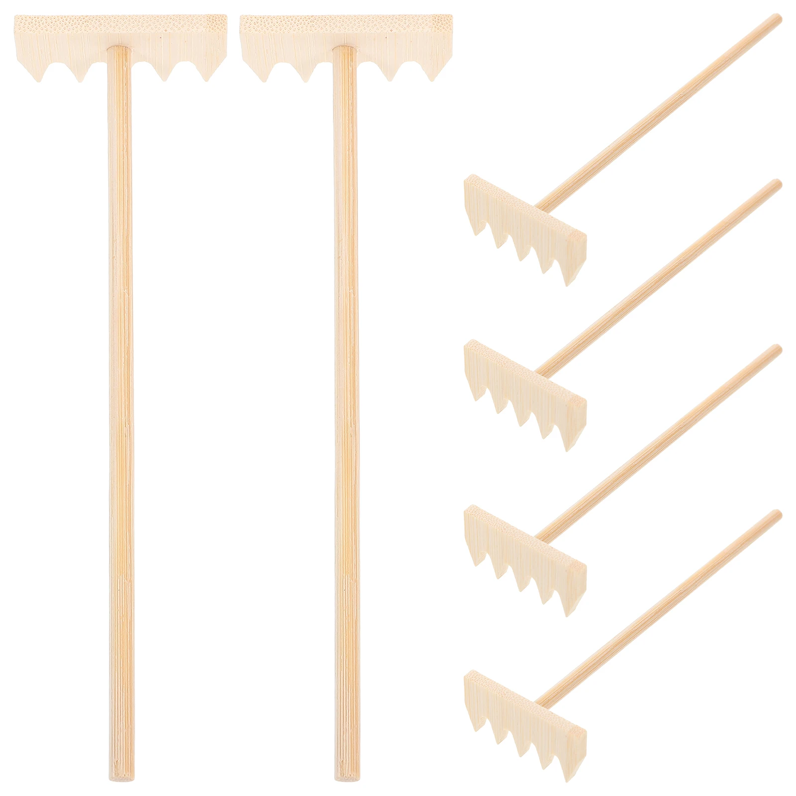 

6 Pcs Landscaping Sandbox Tools Crafts Desk Garden Small Rake Tiny Wooden Accessories