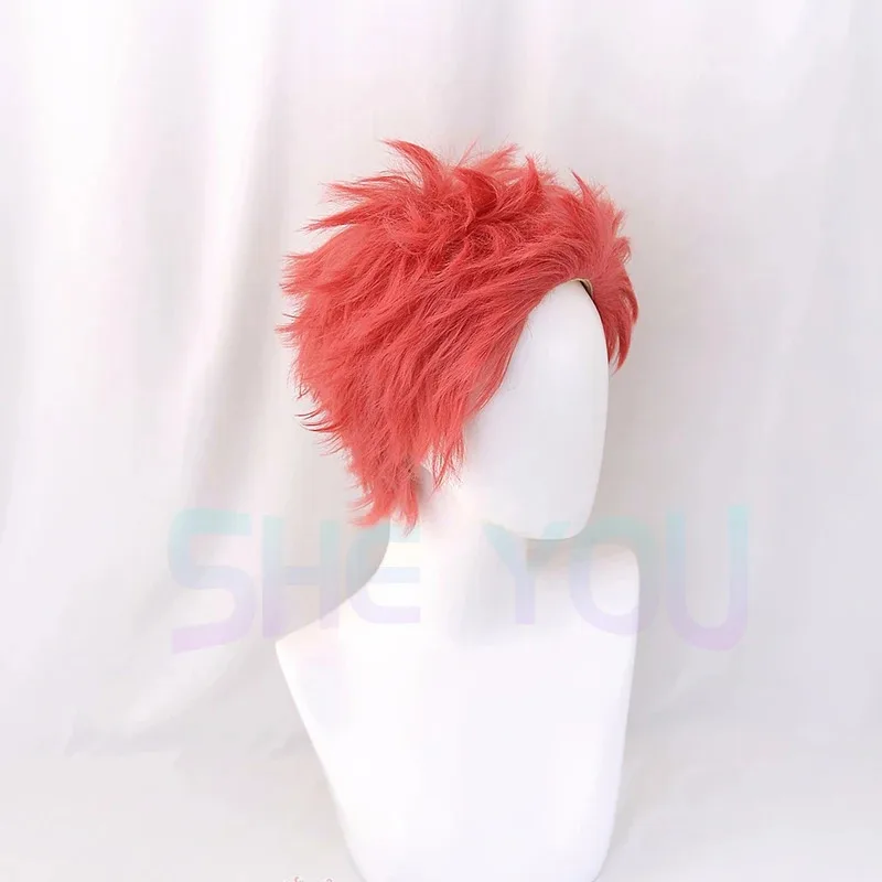 Akaza Cosplay Wig Rose Short Hakuji Hair Heat Resistant Synthetic Wigs + Wig Cap