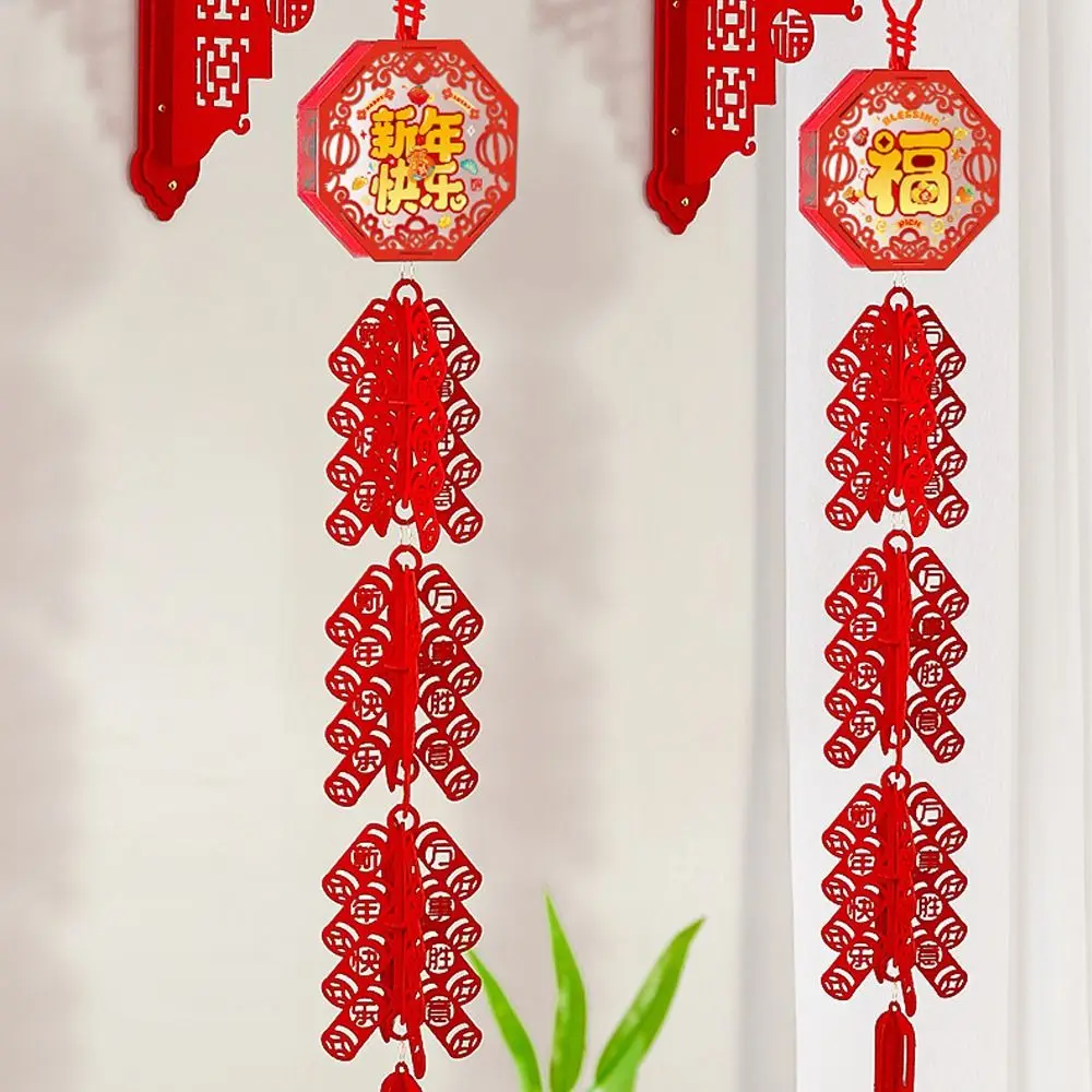 Chinese Style Snake Year Firecrackers Pendants Traditional Blessing 2025 New Year Wall Ornament Non-woven