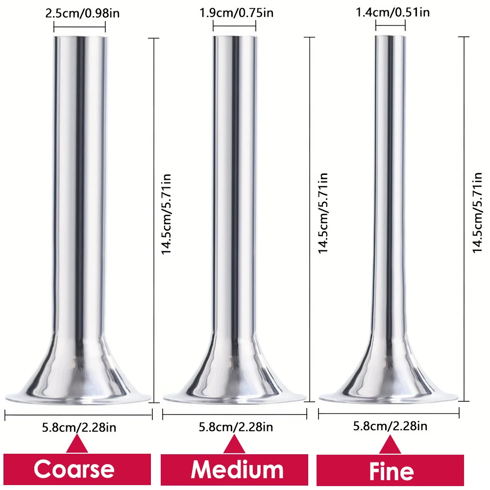 1/3pcs Stainless Steel Sausage Stuffer Tube for 5 Size Meat Grinders and KitchenAid Plastic FGA Food Grinder Attachment