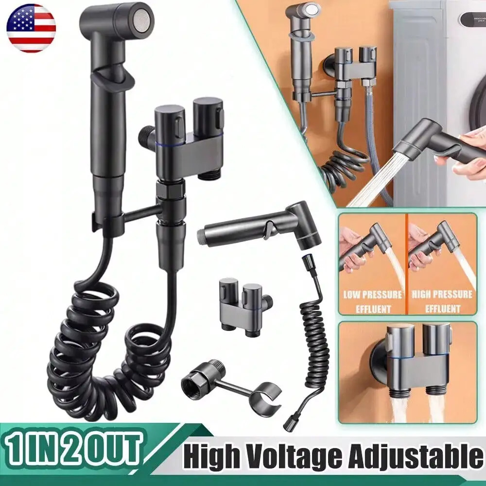 

Ручной распылитель для унитаза, двойной клапан управления 1 вход/2 выхода, мини-комплект для унитаза, аксессуары для ручного душа