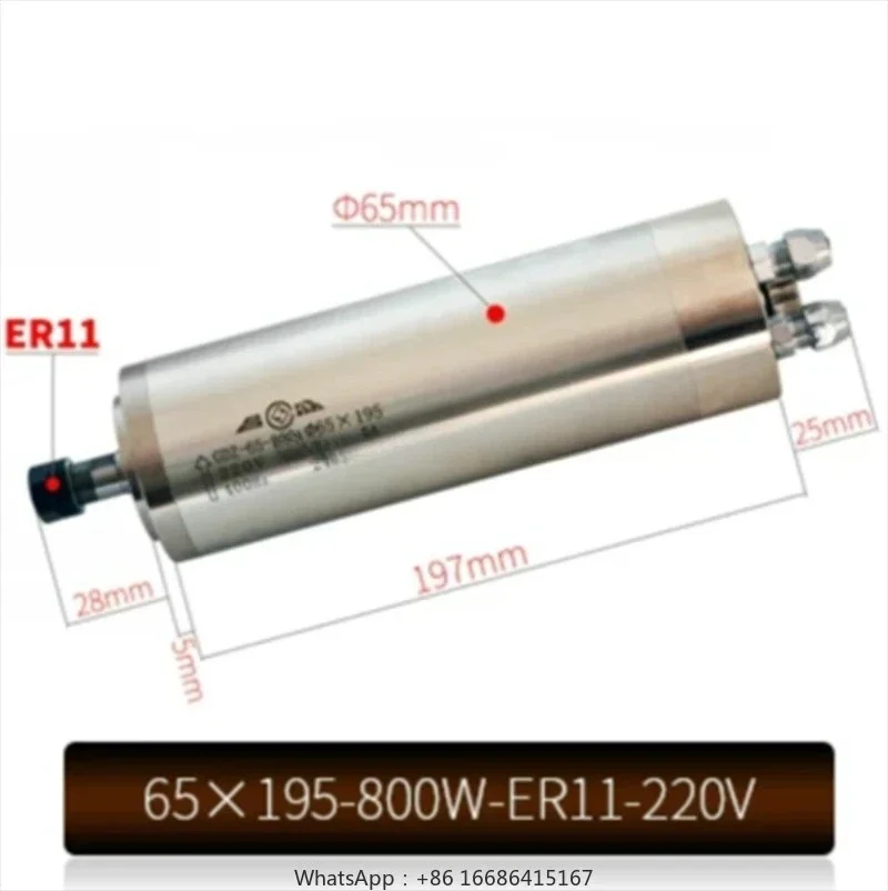 65X195-800W-ER11-220V CNC Water Cooled Spindle Motor 4 Bearings High Quality