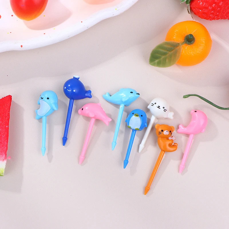 8 pz frutta forchetta commestibile plastica Mini cartone animato bambini torta frutta stuzzicadenti Bento pranzo Bento accessori decorazione del partito