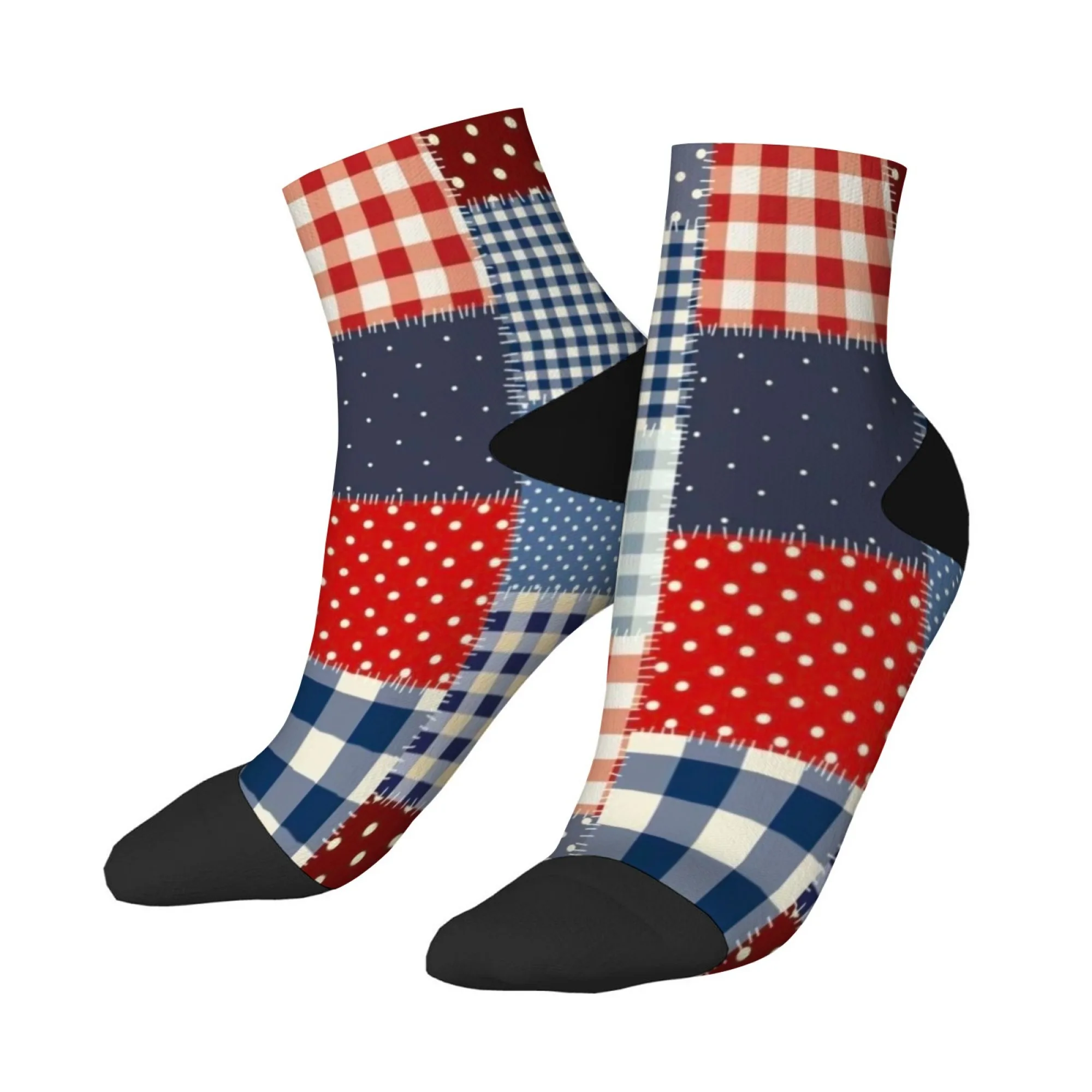 Kurze Socken im Punktgitter-Stil, Polyester-Mischung, bequeme Freizeitsocken für Damen und Herren, Unisex, weich, atmungsaktiv, leicht, modisch