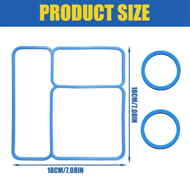 N37R_2 Set Silica Gel Sealing Gasket for OmieBox Lunch Box Parts Blue