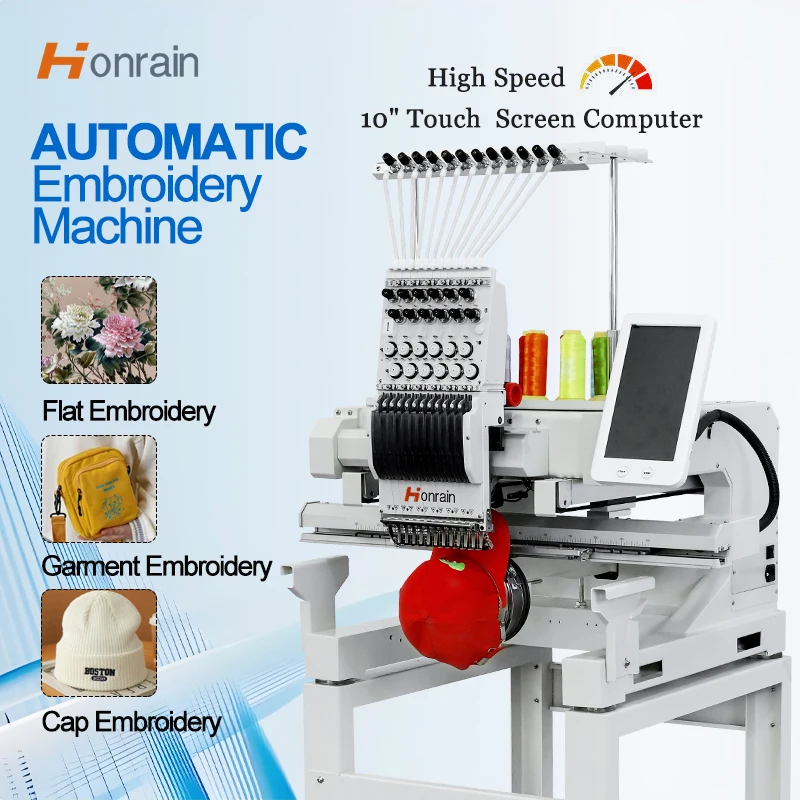 High Quality Cap 1 Head Automatic Digital Embroidery Computer Machine 1200 RPM Speed Computer Embroidery Machine For Cap Sewing