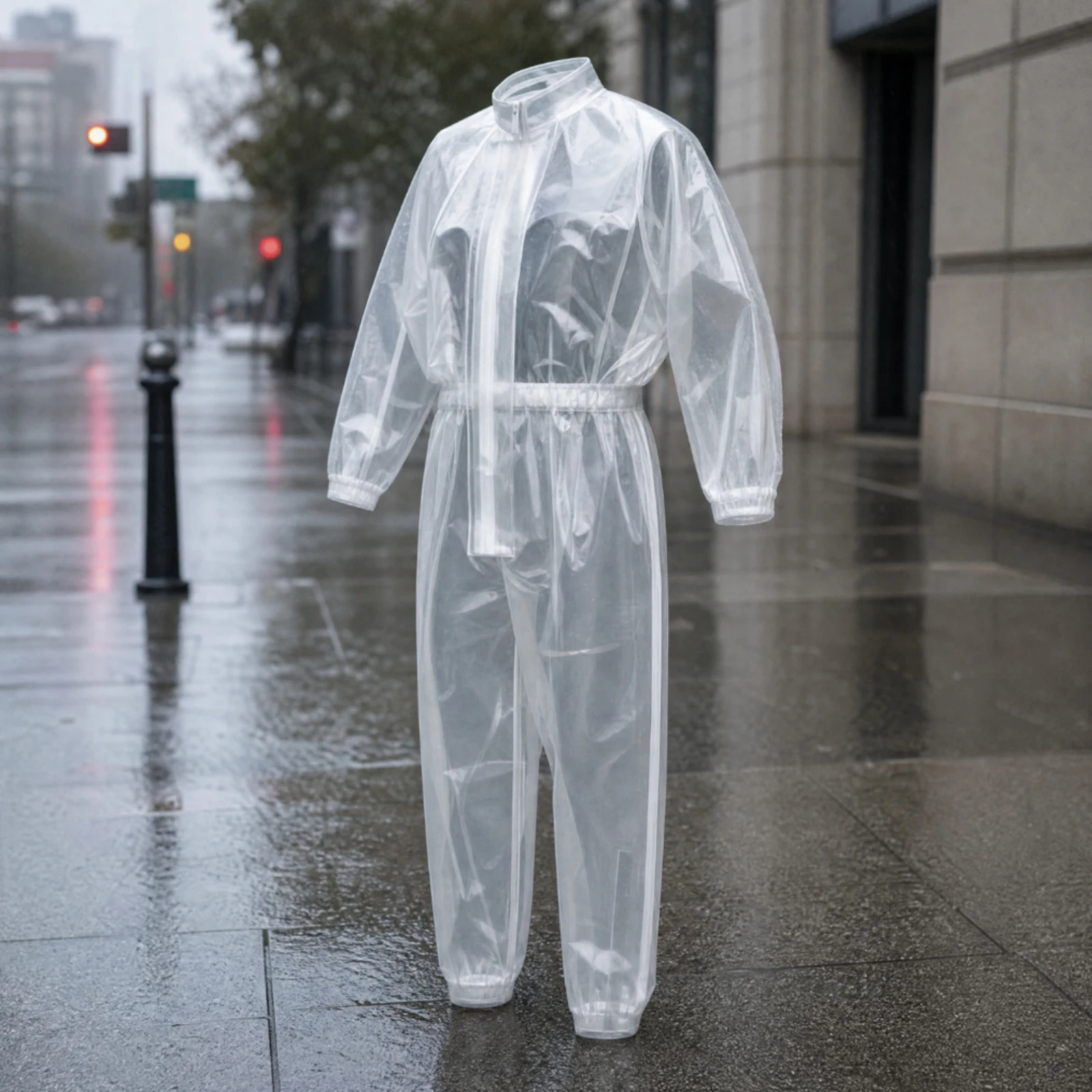 One-Piece Rain Suit Lightweight Full-Body Rain Suit Waterproof Coverall Slim Roomy for Outdoor Activities, Karting