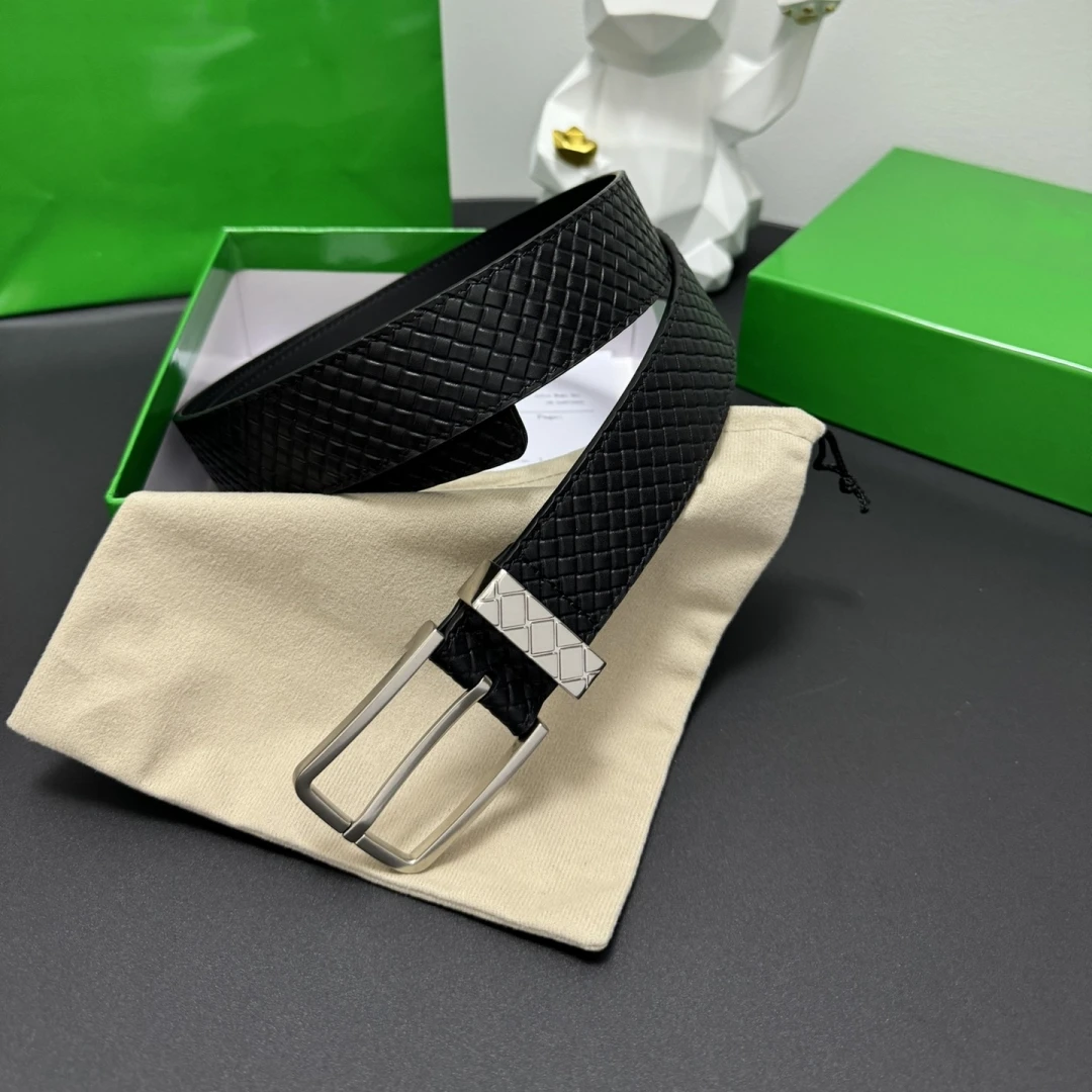 

Pin Buckle weave Hidden Luxury High-end Belt Men Fashion Belt Double-sided Calfskin Purely Handmade Belt All-match Luxury Gift 1