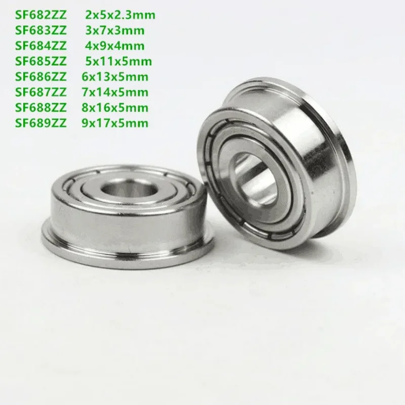 50pcs ABEC-5 SF682ZZ SF683ZZ SF684ZZ SF685ZZ SF686ZZ SF687ZZ SF688ZZ SF689ZZ stainless steel flange ball bearing Miniature