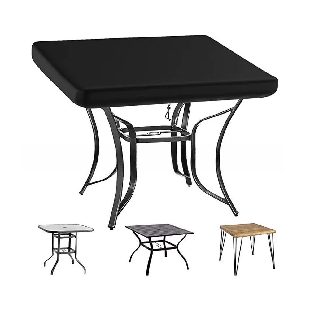 Waterproof Garden Square Table Cover 420D Oxford Cloth with Adjustable Buckles Fits 24 28 36 Inch Tables Height 4 Inch