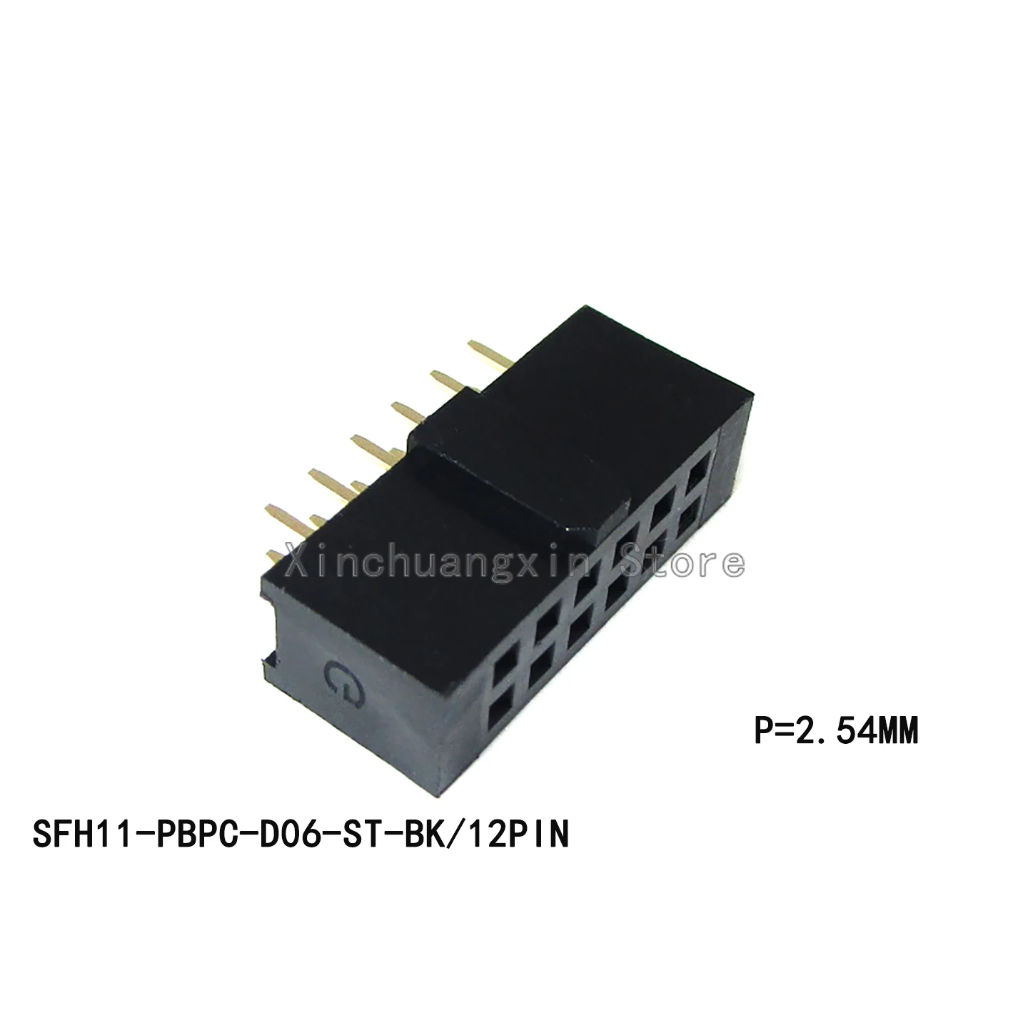 SFH11-PBPC-D06-ST-BK Through-hole, dual-row, 12-pin, 2.54 mm female connector, gold-plated