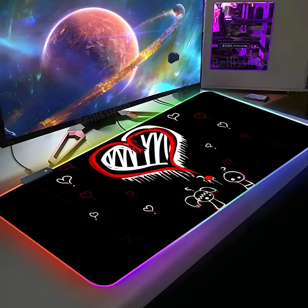 

Черный и милый коврик для мыши Emo XXL RGB Gaming Mouse Pad HD Gamer Большой светодиодный коврик для мыши Ковер для ПК с подсветкой