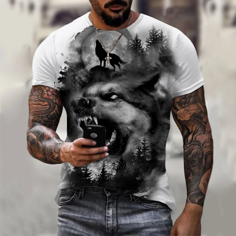 3D printe Animal Wolf face man \'s T- Tshirt New loose lion casual majestic summer fashion shirt Harajuku oversized t shirt