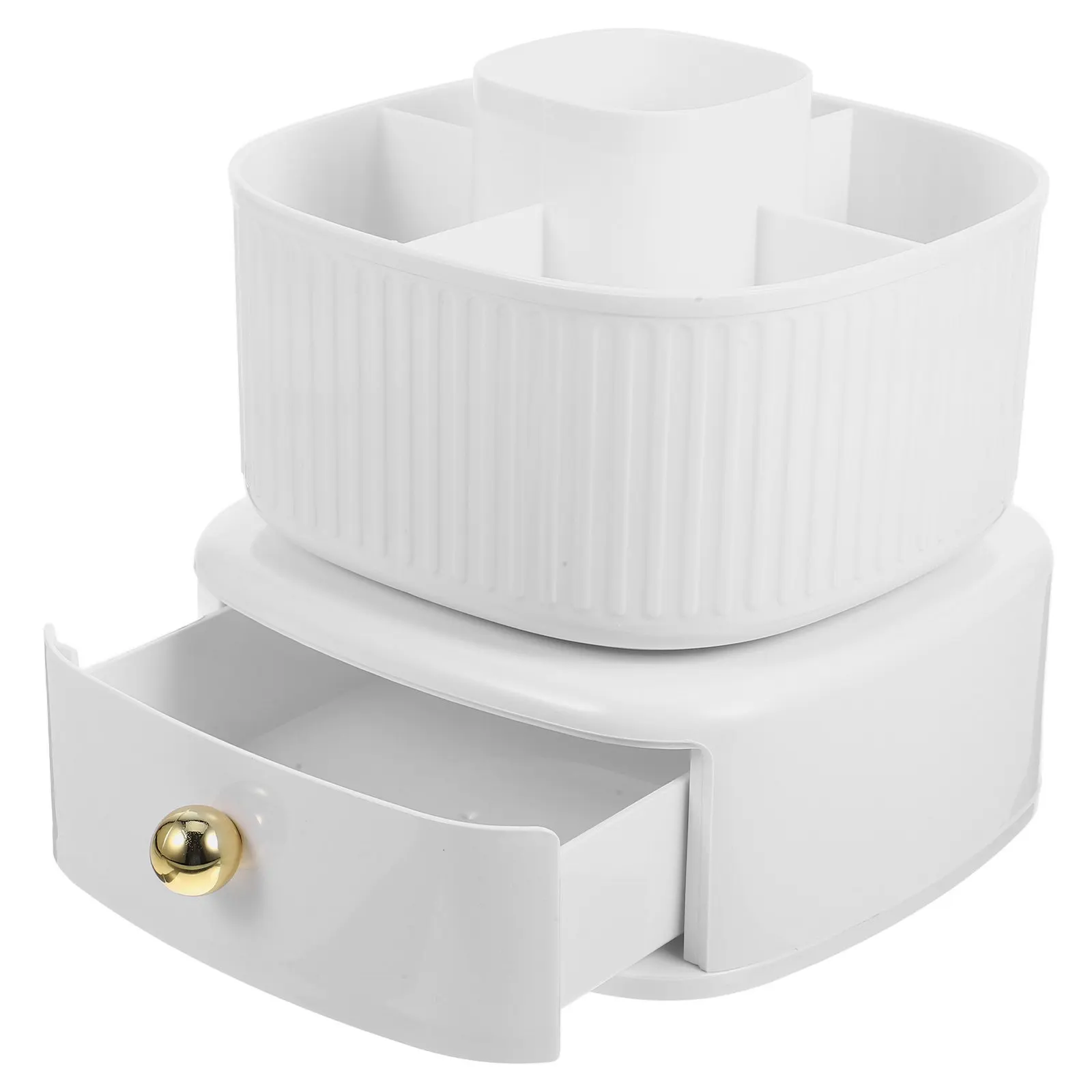 

Вращающийся на 360 градусов настольный органайзер с выдвижным ящиком, многофункциональный держатель для ручек и карандашей, коробка для хранения кистей для макияжа, экономия пространства