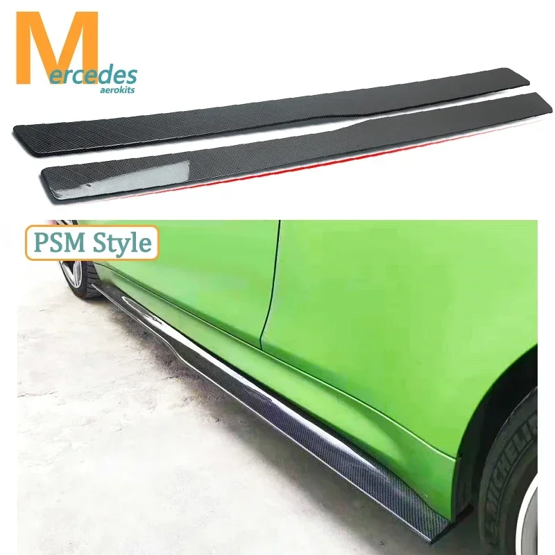 For 2015-20 BMW F80 M3 F82 M4 M Sport Side Skirts Extension Lip Carbon Look Pair