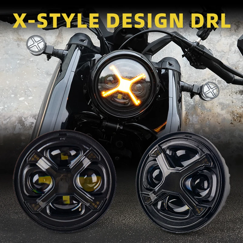 Phare LED X-Style 5,75 pouces pour Benda Napoleon 450, DRL ambre, remplacement direct sans dommage