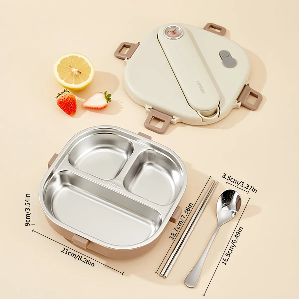 3/4 Vakken Draagbare Vierkante Lunchbox Met Bestek Capybara 304 RVS Gedeelde Lunchbox Voor Kinderen Studenten Verwarmbaar