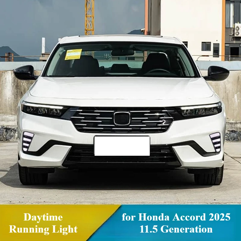 for Honda Accord 2025 11.5 Generation 2Pcs LED Daytime Running Lights DRL Dymanic Turn Signals Front Bumper Fog Lamp Daylights