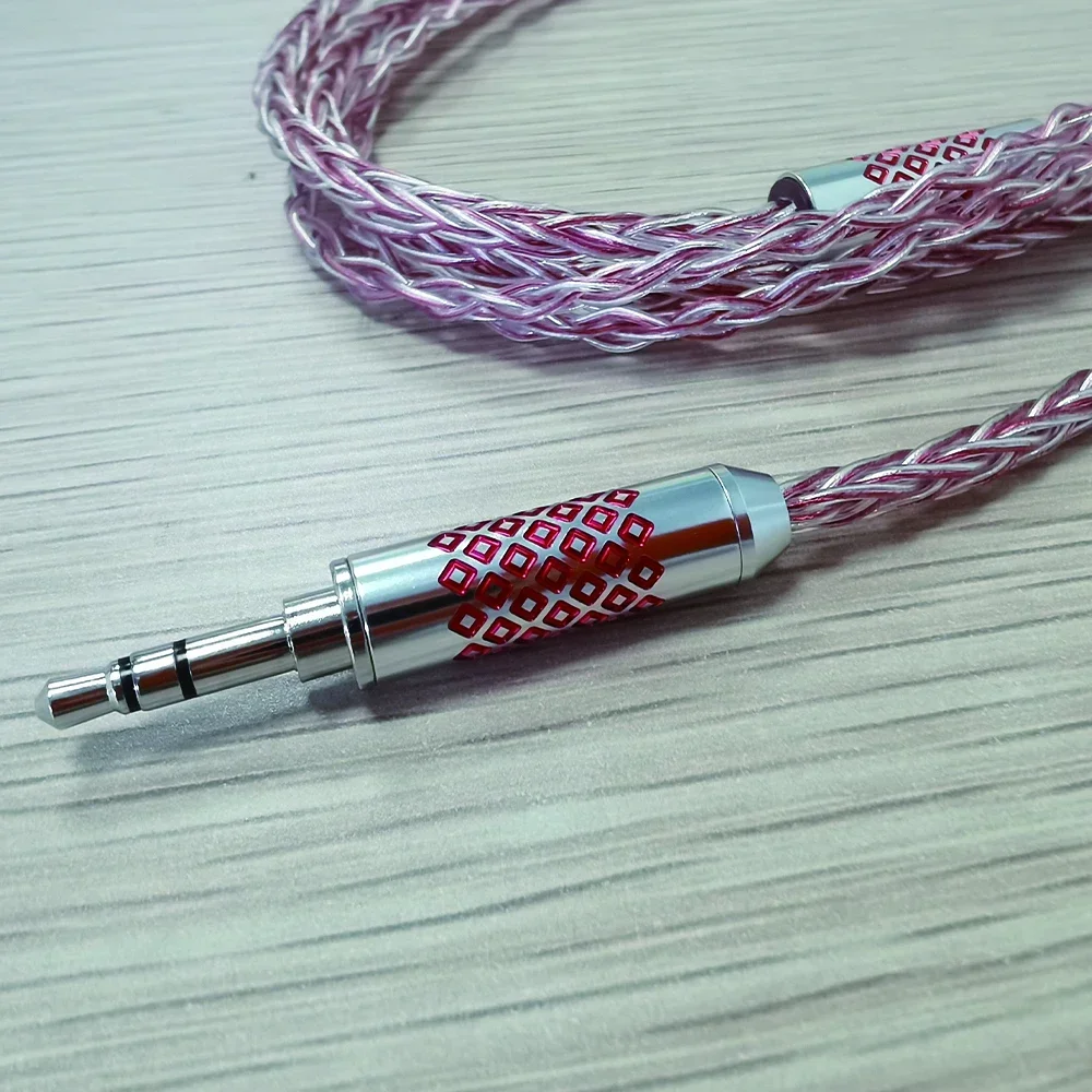 QIGOM MMCX ที่ถอดออกได้ 8-core Silver-Plated OFC Braided Audio CABLE พร้อมขั้วต่อแจ็คหูฟังโรเดียมหลากสี