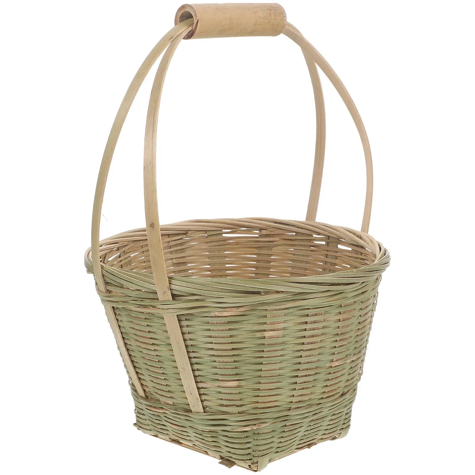 

Hand Woven Bamboo Picnic Basket Medium Size Fruit Vegetable Storage Container PortableHandled Woven Baskets Household Items