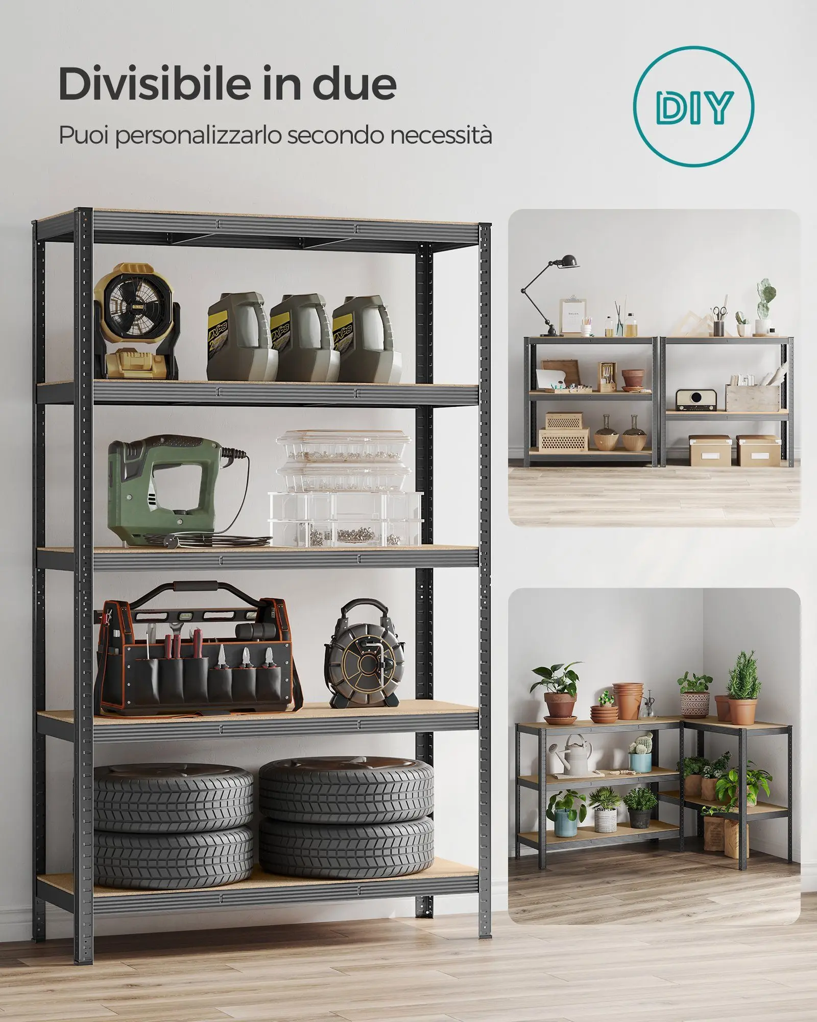 SONGMICS high-load shelf, 1-liter, 200x120x60 cm, weighing up to 875 kg, 5 adjustable shelves