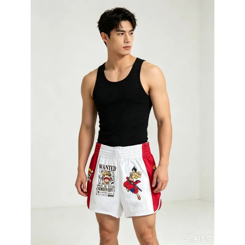 New White Sharingan 3D Cartoon Muay Thai Shorts Men Oversized Quick-dry MMA Sports Shorts Octagonal Cage Fighting Night Shorts
