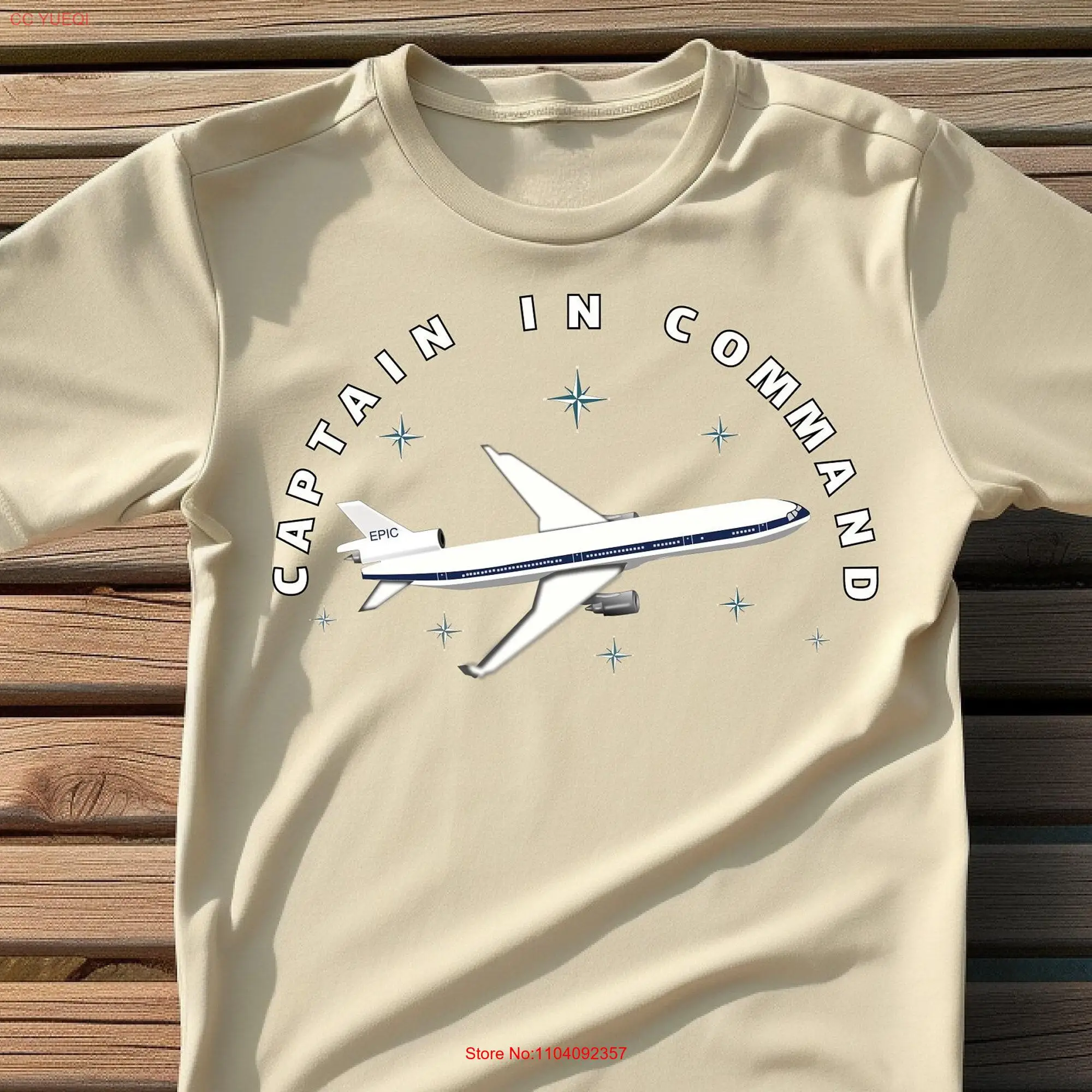 Captain in Command T Shirt Airplane Pilot for Lover Airbus World Traveler Aviation s long or short sleeves