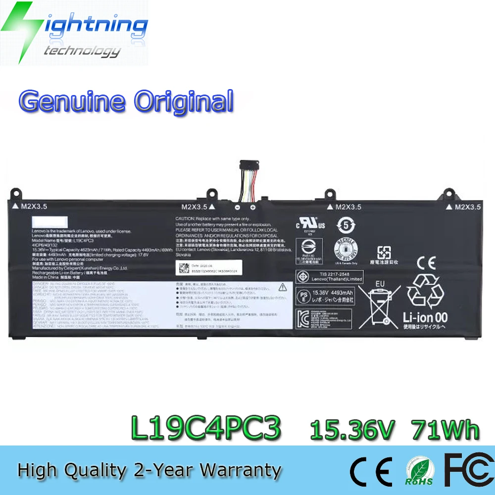 

Новый оригинальный L19C4PC3 15,36 V 71Wh Аккумулятор для ноутбука Lenovo Legion S7 15IMH6 15IMH5 L19M4PC3 5B10Z49581 41CP4/62/141