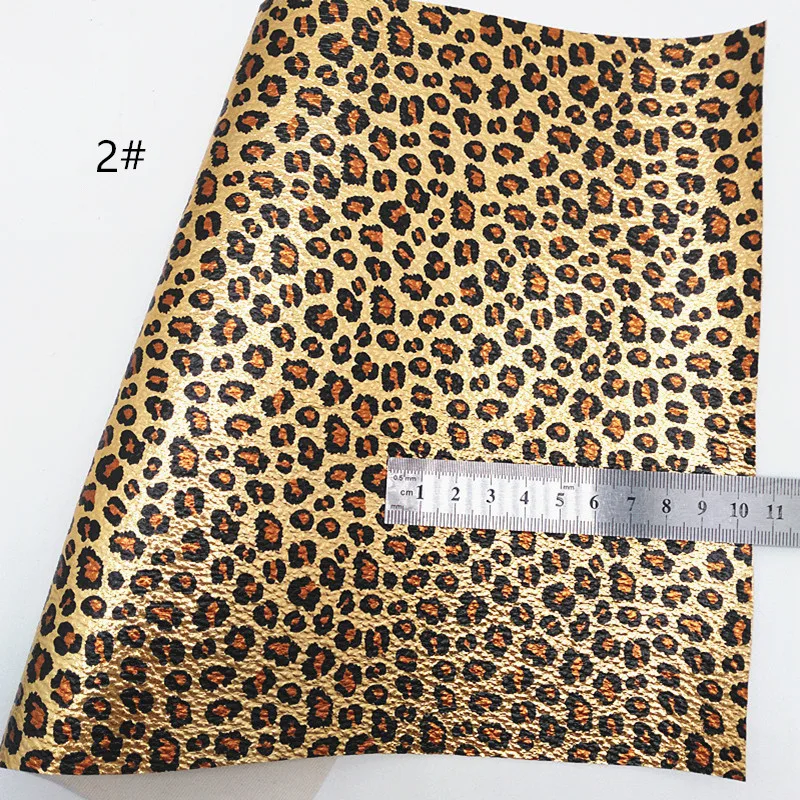 Fogli di pelle glitterata oro griglia in pelle sintetica goffrata floreale liscia pelle verniciata opaca vinile leopardo per fai da te 21x29CM Y474