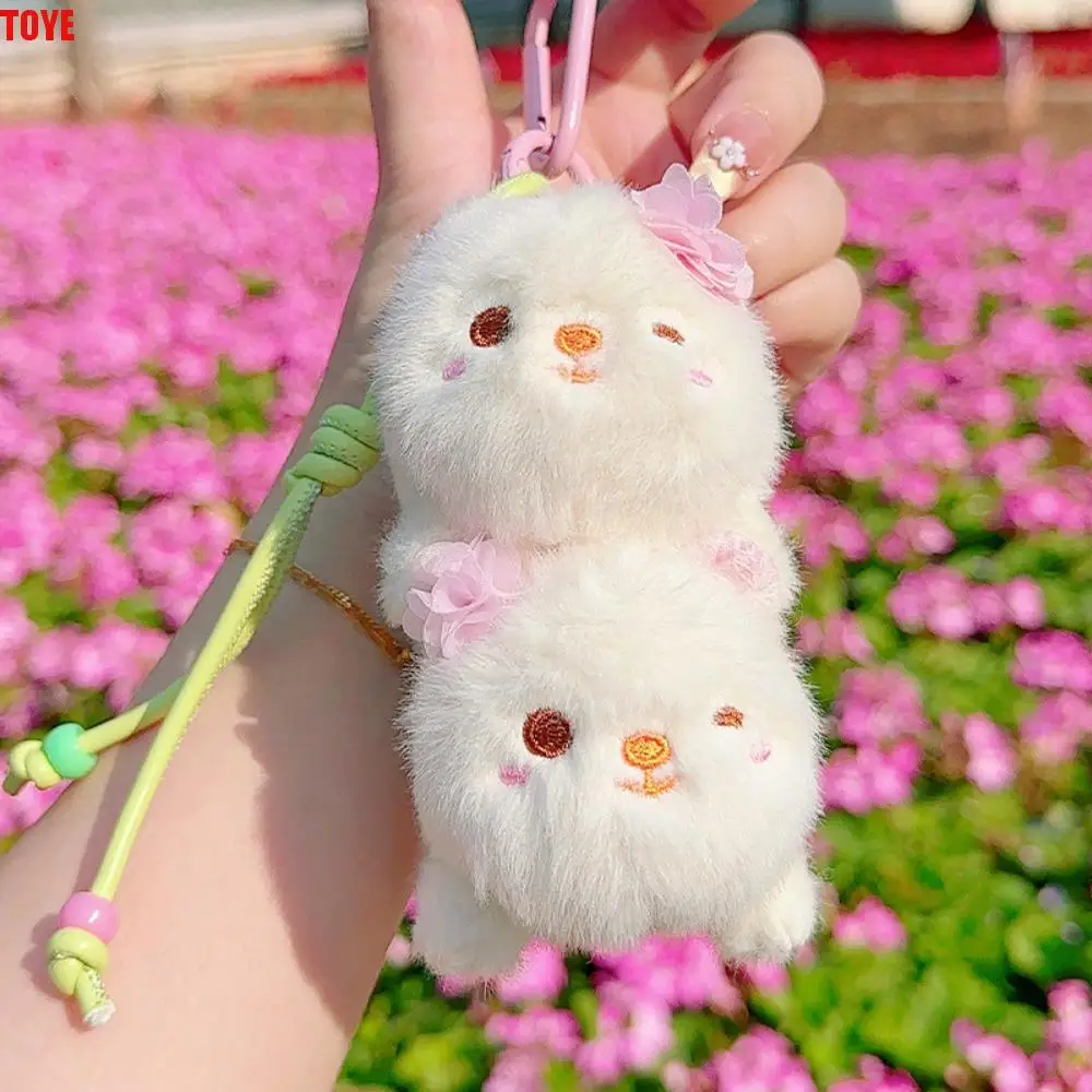 

PP Cotton Rabbit Stuffed Plush Keyring Fluffy Comfortable Cat Doll Soft Keychain Cartoon Hanging Decoration