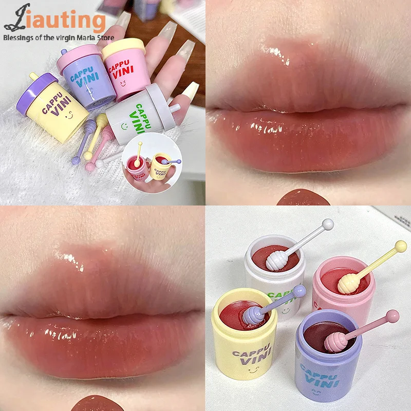 1/3 Pcs Cute Little Milk Can Shape Lip Gloss Moisturizing Mirror Water Lip Gloss Sexy Red Lip Tint Lip Balm Lip Makeup Cosmetics