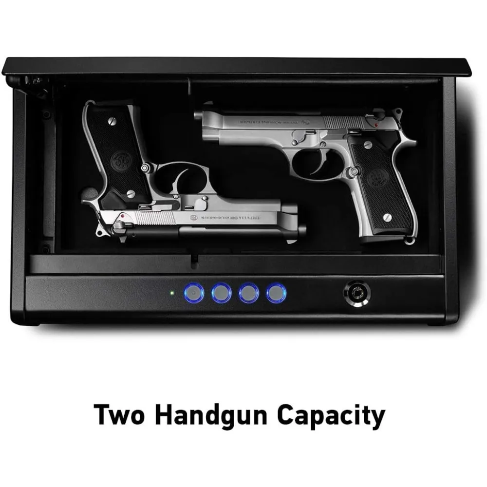 Gun Safe with Digital Keypad Lock, Pistol Safe with Capacity for Two Handguns, Firearm Storage with Bolt Down Kit for Home, Car