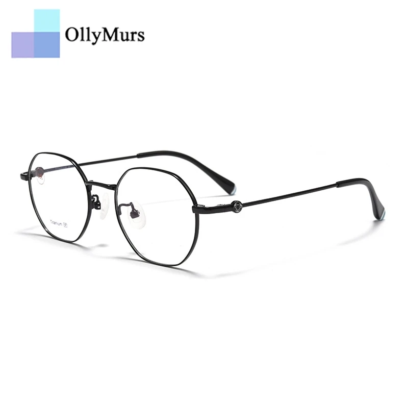 OLLYMURS خفيفة 9 جرام سبائك التيتانيوم المراهقين صبي وفتاة طالب نظارات ريترو البصرية وصفة طبية النظارات الإطار T1018F
