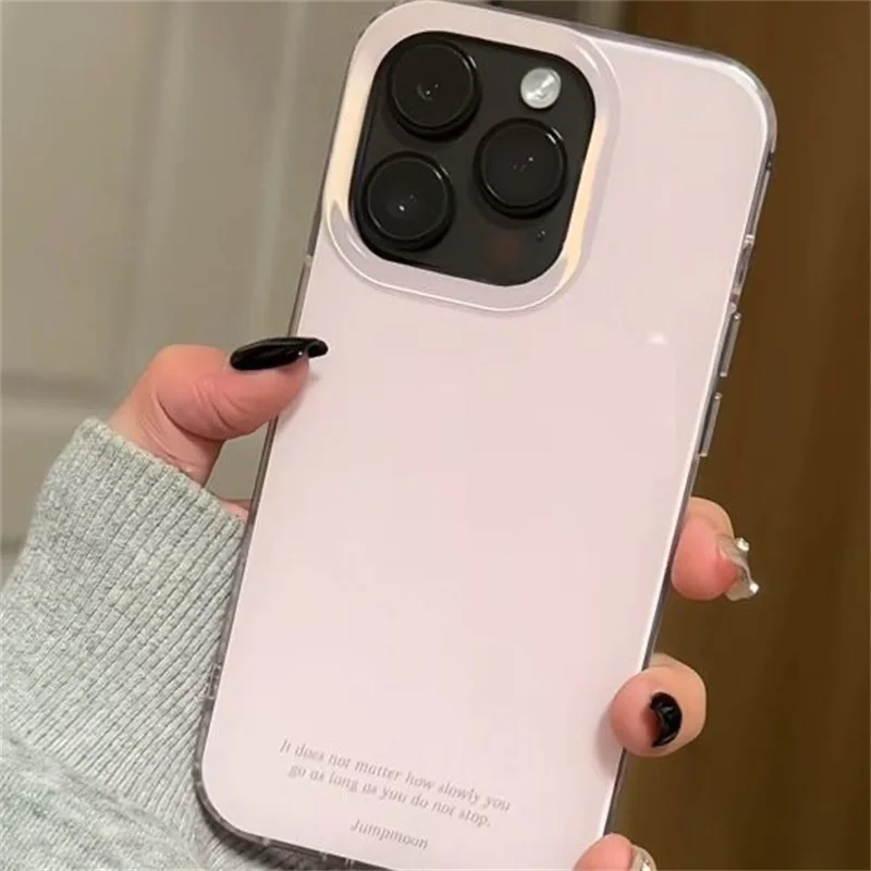 Cristal transparente branco IND fundo rosa cor sólida capa de telefone inglês para iPhone 11 12 13 14 15 16 pro max
