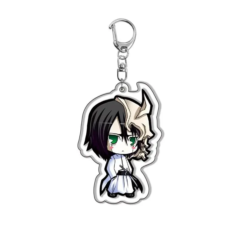 Anime Bleach Keychain Cartoon Figure Kurosaki Ichigo Kuchiki Rukia Inoue Orihime Pendant Key Ring Bag Accessories Jewelry Gift